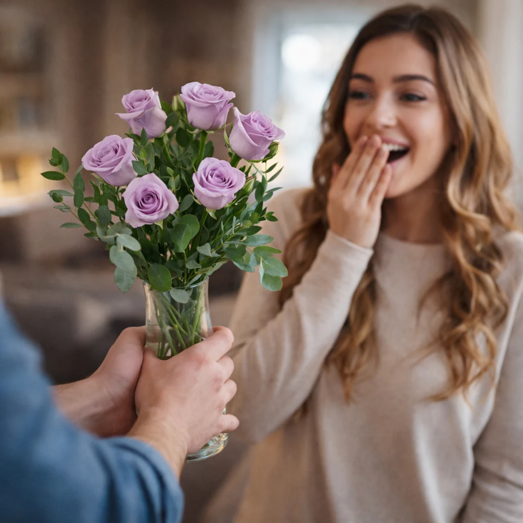 Half Dozen Lavender Roses - Image 2
